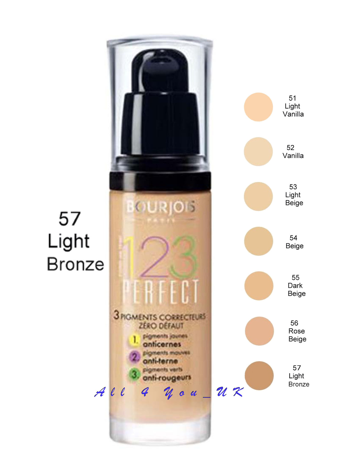 Bourjois 123 Perfect Foundation 30ml - 57 Light Bronze