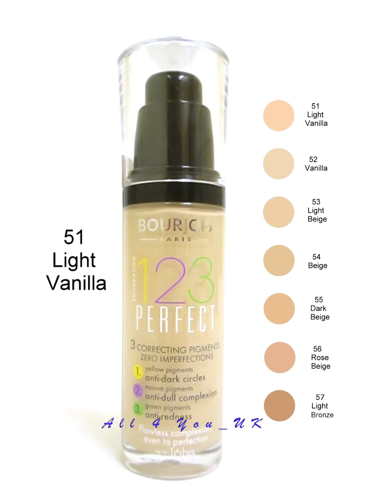 Bourjois 123 Perfect Foundation 30ml - 51 Light Vanilla