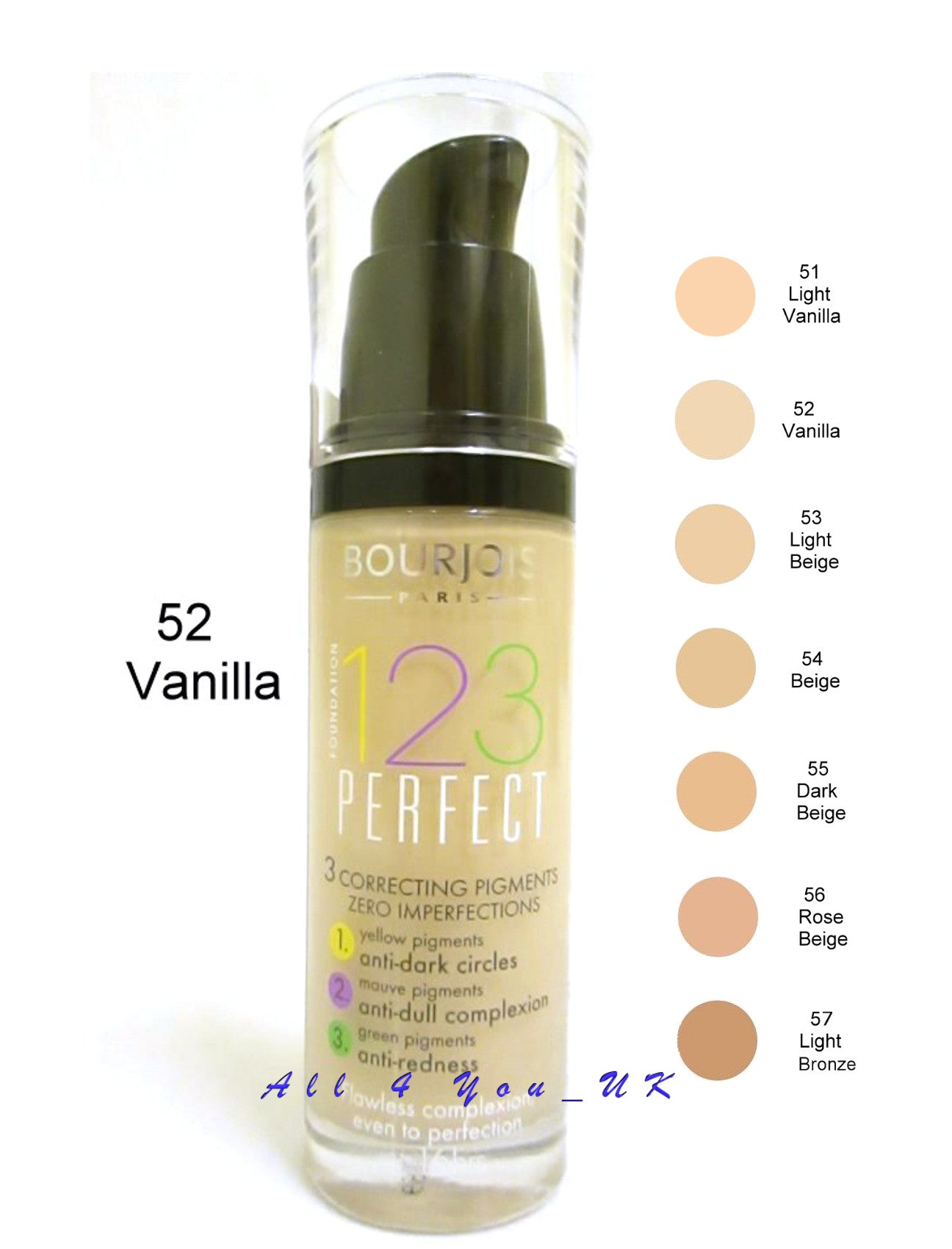 Bourjois 123 Perfect Foundation 30ml - 52 Vanilla