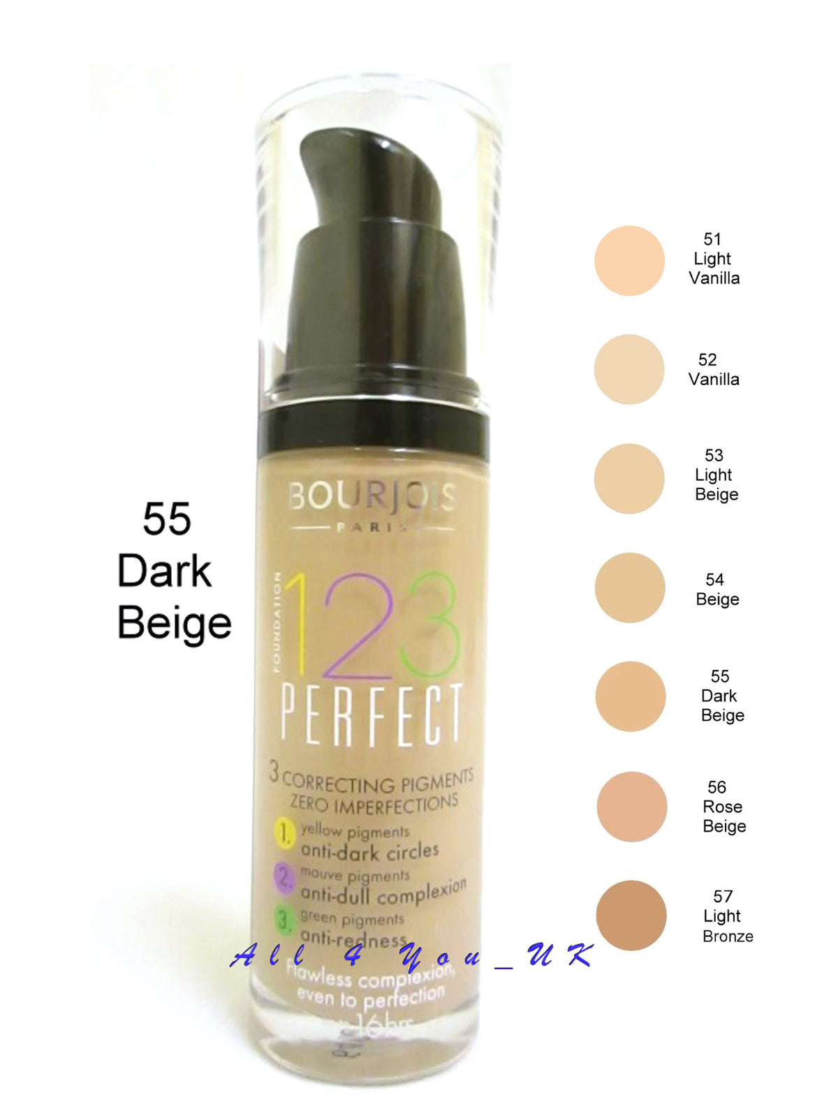 Bourjois 123 Perfect Foundation 30ml - 55 Dark Beige