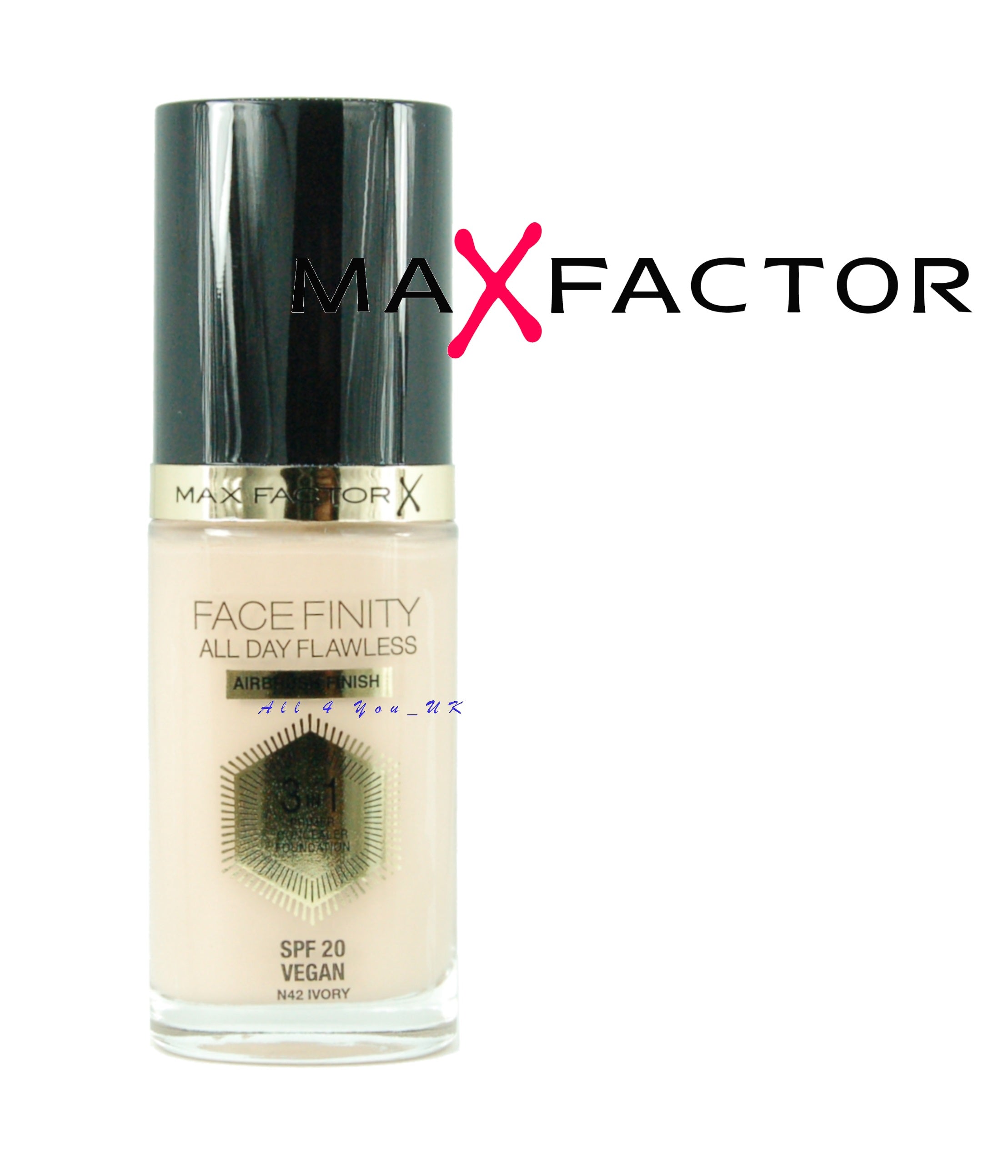 MAX FACTOR FACEFINITY ALL DAY FLAWLESS 3IN1 FOUNDATION SPF20 AIRBRUSH FINISH- N42 IVORY