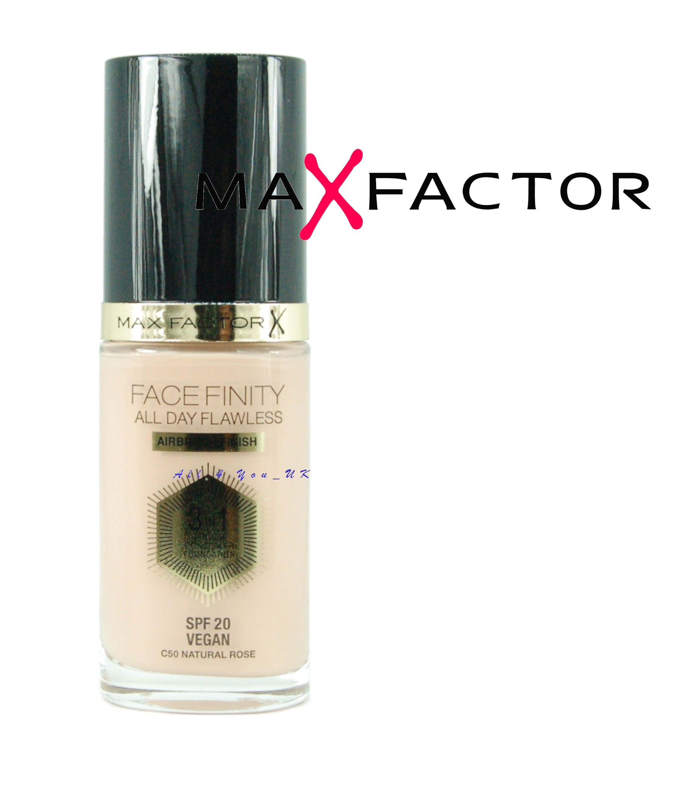 MAX FACTOR FACEFINITY ALL DAY FLAWLESS 3IN1 FOUNDATION SPF20 AIRBRUSH FINISH -C50 NATURAL ROSE