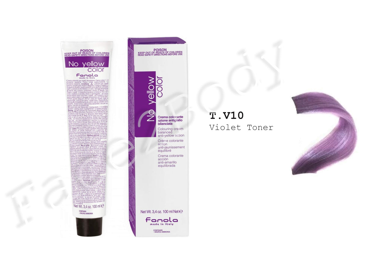 Fanola No Yellow Color Cream Colouring Blonde Hair 100 ml -T.V10 Violet Toner