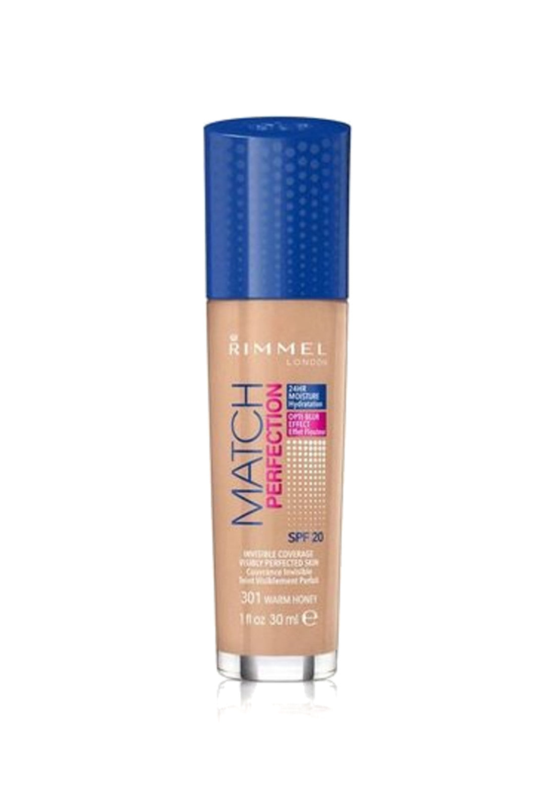 Rimmel Match Perfection Foundation 30ml - SPF 20/ SPF 15 - 301 Warm Honey