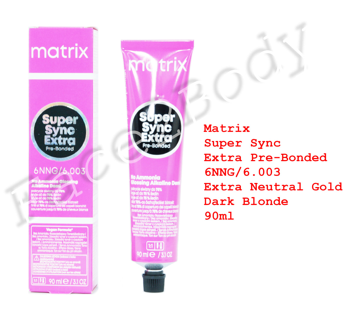 Matrix Super Sync Extra Pre-Bonded Alkaline Demi Hair Colour 6NNG Extra Neutral Gold Dark Blonde 90ml