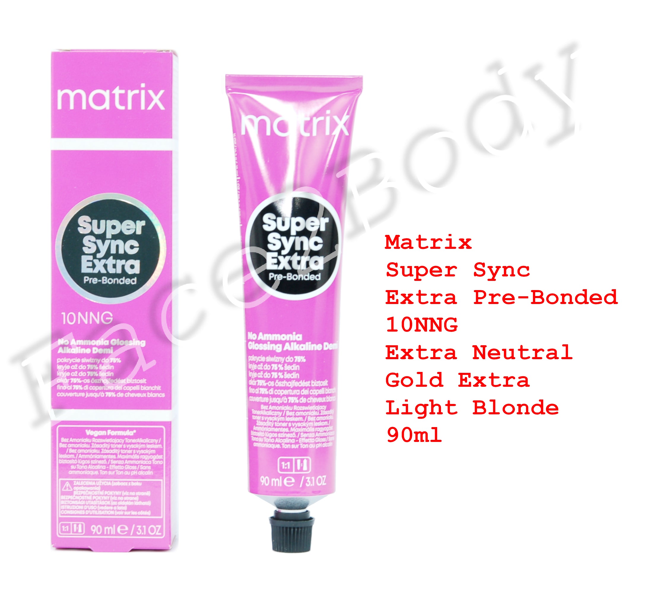 Matrix Super Sync Extra Pre-Bonded Alkaline Demi Hair Colour 10NNG Extra Neutral Gold Extra Light Blonde 90ml