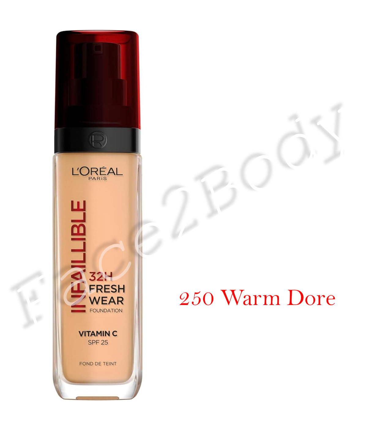 L'Oréal Paris Liquid Foundation, Full Coverage, Lasting Wear, With Vitamin C and SPF 25 - 250 Warm Dore