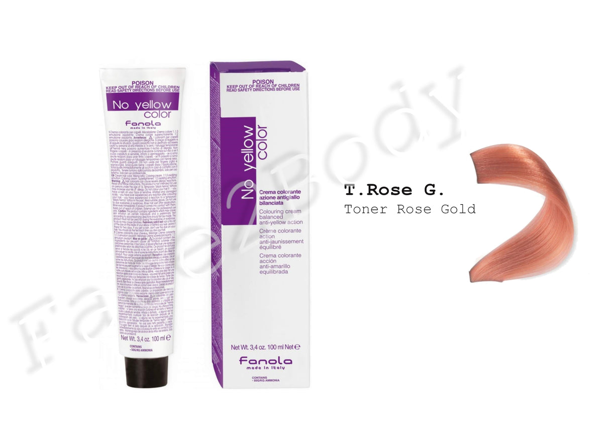 Fanola No Yellow Color Cream Colouring Blonde Hair 100 ml -Toner Rose Gold