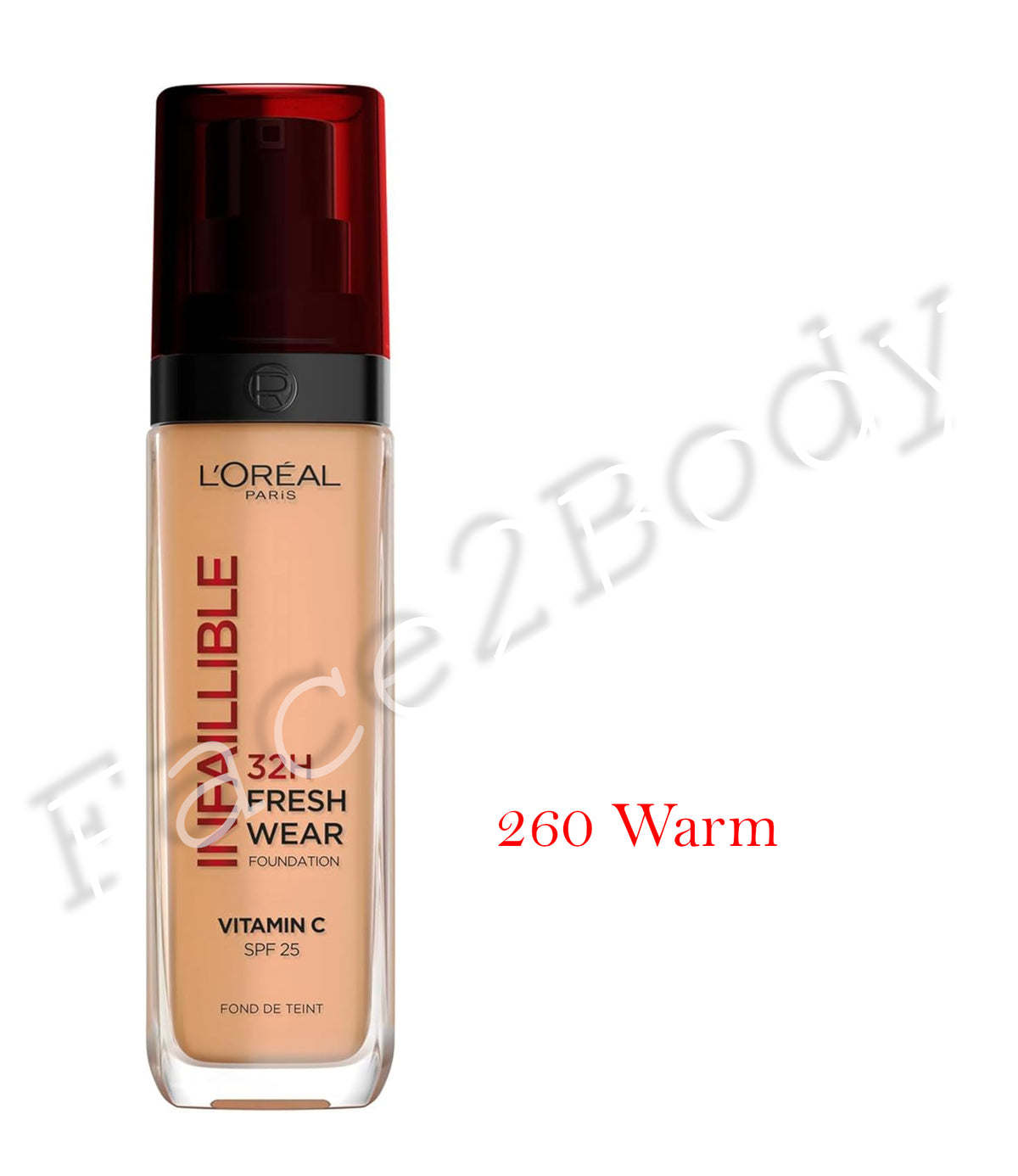 L'Oréal Paris Liquid Foundation, Full Coverage, Lasting Wear, With Vitamin C and SPF 25 - 260 Warm