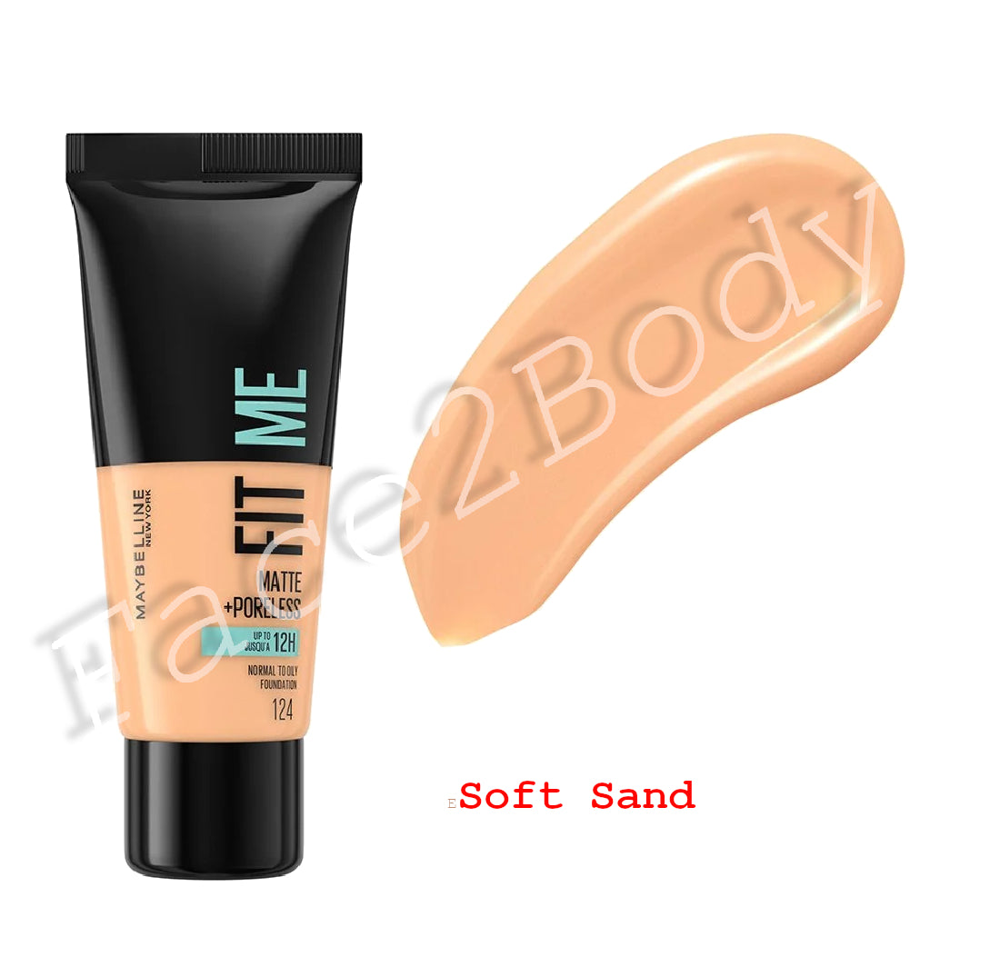 Maybelline Foundation Fit Me Matte & Poreless 30 ml- 124 Soft Sand