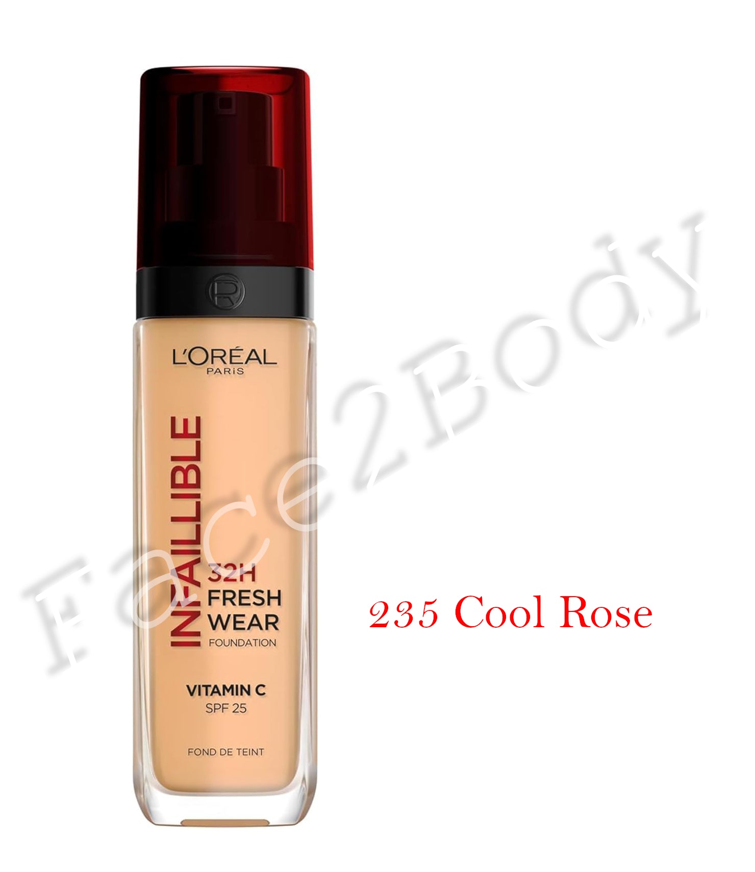 L'Oréal Paris Liquid Foundation, Full Coverage, Lasting Wear, With Vitamin C and SPF 25 - 235 Cool Rose