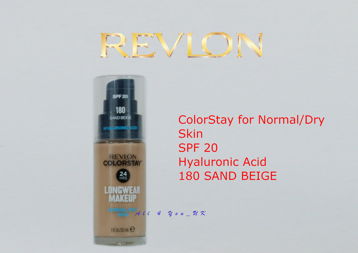 Revlon ColorStay Foundation for Normal/Dry Skin SPF 20 Hyaluronic Acid -180 Sand Beige