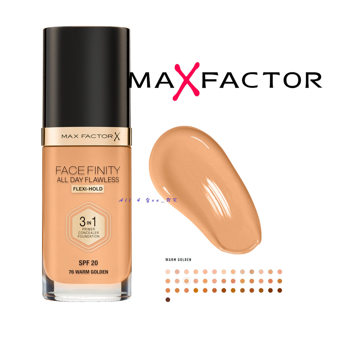 Max Factor Facefinity All Day Flawless Foundation 76 Warm Golden