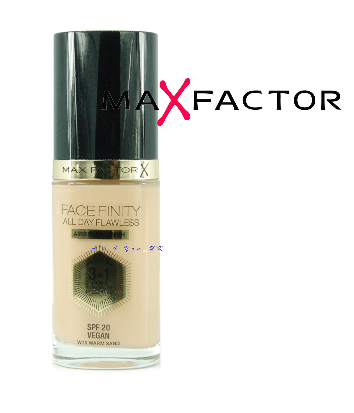 MAX FACTOR FACEFINITY ALL DAY FLAWLESS 3IN1 FOUNDATION SPF20 AIRBRUSH FINISH -W70  WARM SAND