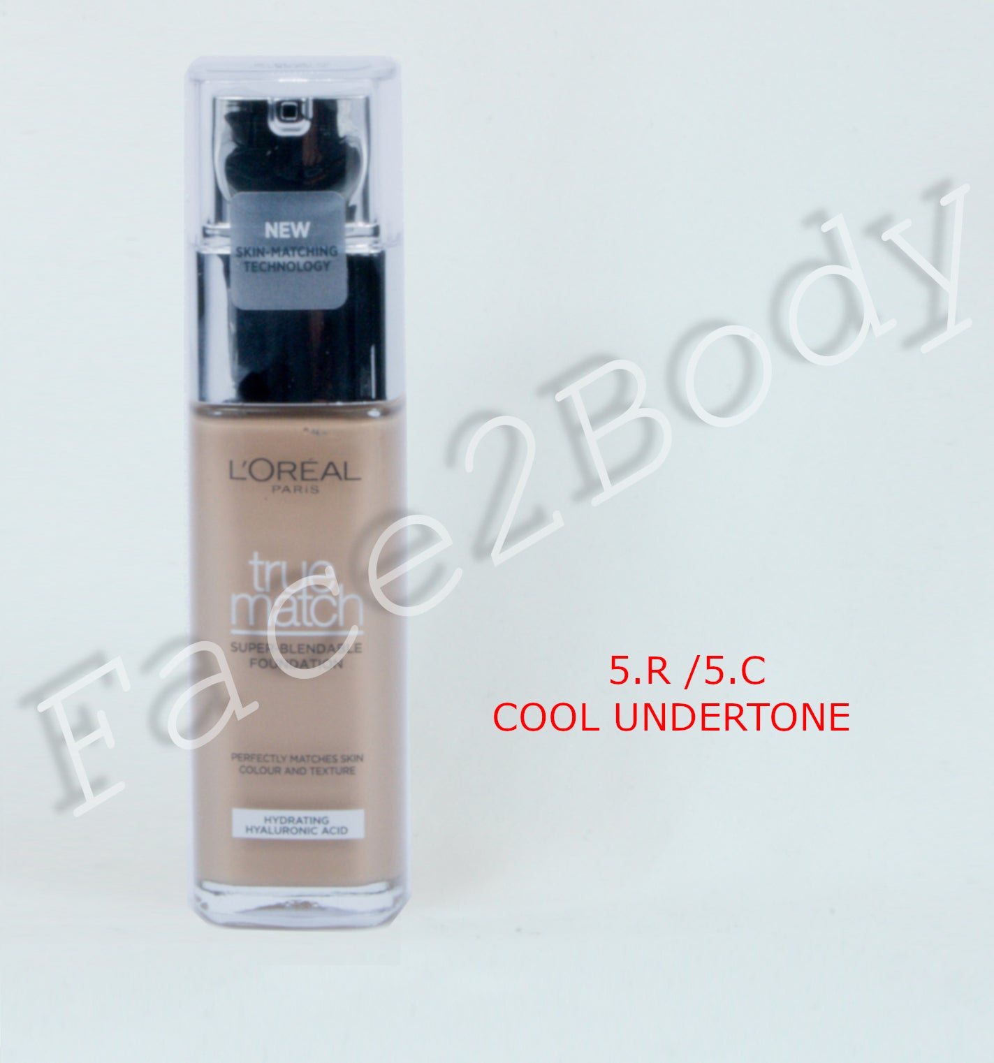 L'Oréal Paris True Match Liquid Foundation with Hyaluronic Acid 30ml and SPF - 5.R/5.C COOL UNDERTONE