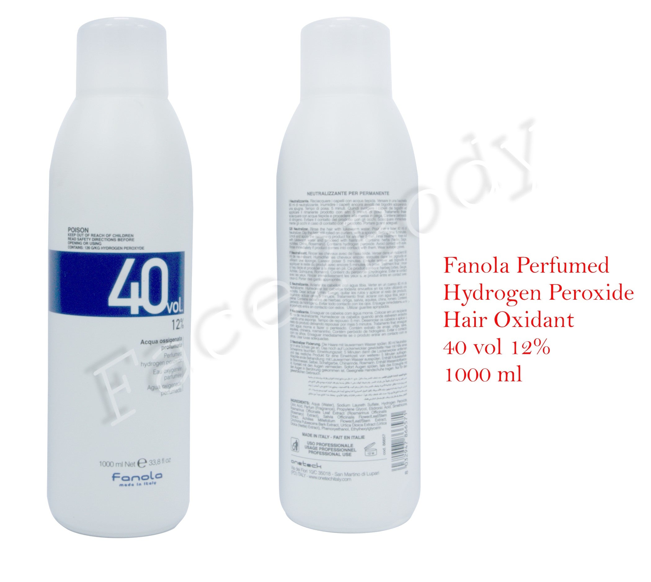 Fanola Perfumed Hydrogen Peroxide Hair Creamy Oxidants 40 VOL 1L