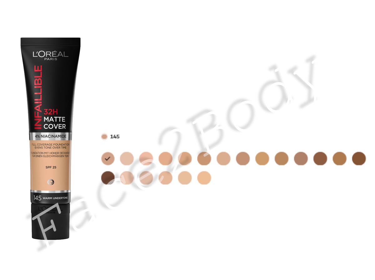 LOreal Paris Infaillible 32H Matte Cover Foundation 145 Rose Beige SPF 25 30ml
