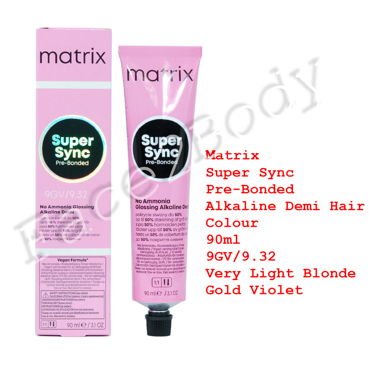 Matrix Super Sync Pre-Bonded Demi Hair Colour 9GV/9.32 Very Light Blonde Gold Violet 90ml