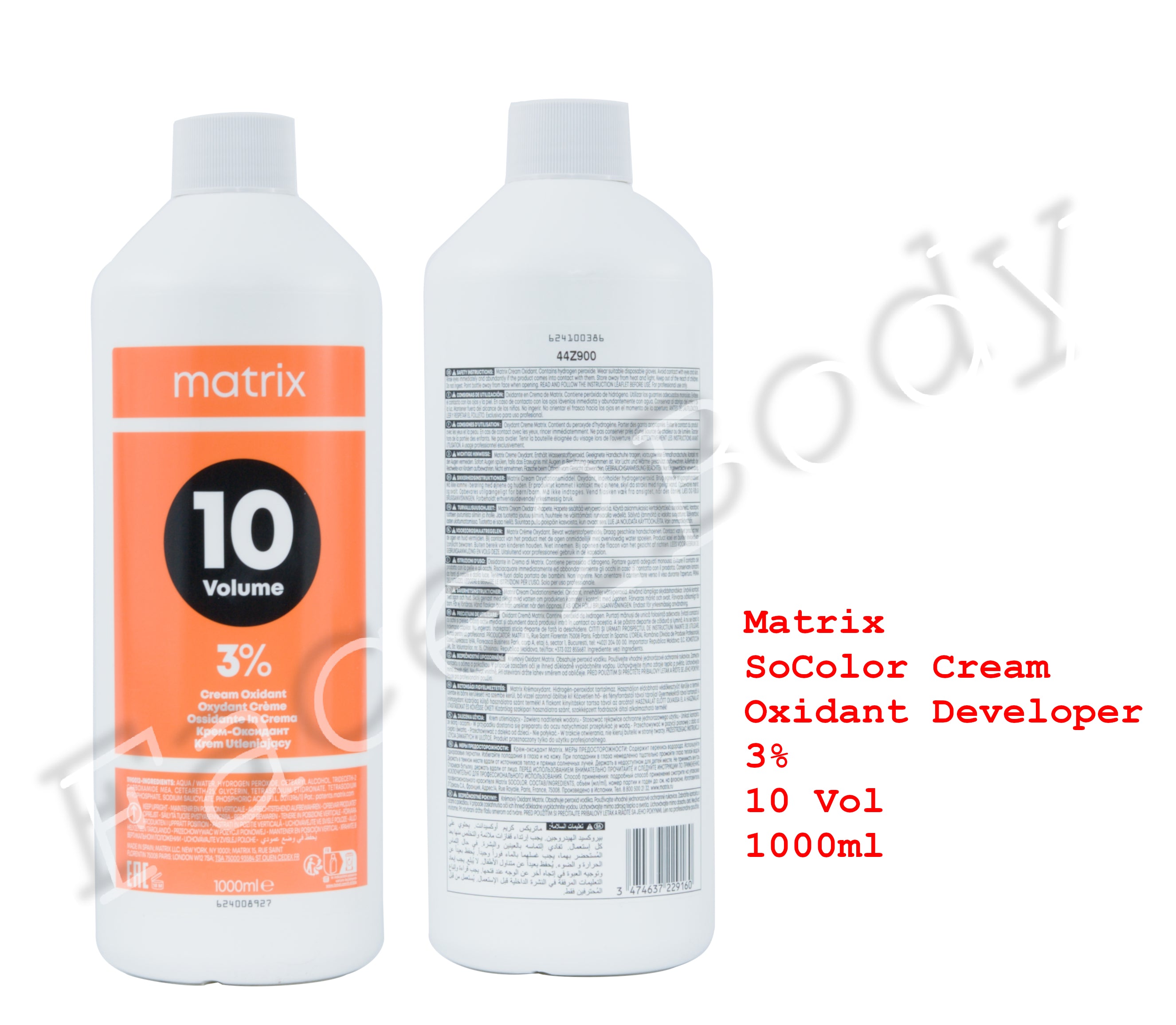 Matrix SoColor Cream Oxidant Developer 3% 10 Vol. Hair Colour Peroxide 1000ml