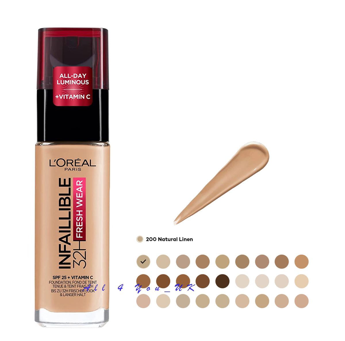 Loreal Paris Infaillible 32H Fresh Wear Foundation 30ml - 200 Natural Linen