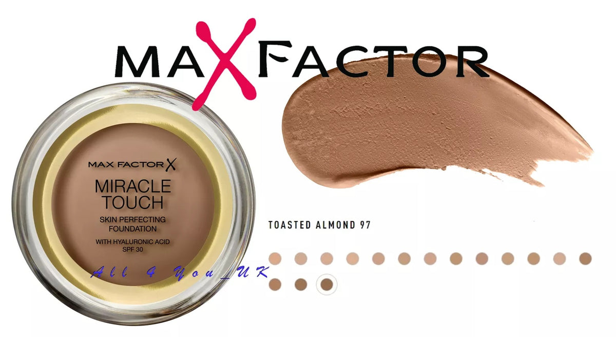 Max Factor Miracle Touch Skin Perfecting Foundation SPF 30- 097 Toasted Almond