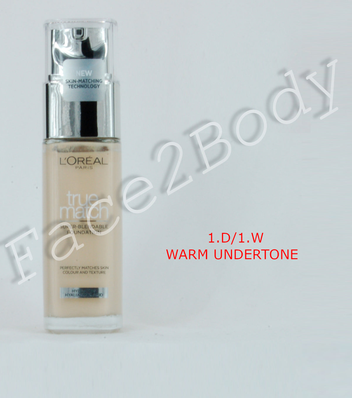 L'Oréal Paris True Match Liquid Foundation with Hyaluronic Acid 30ml and SPF - 1.D/1.W WARM UNDERTONE