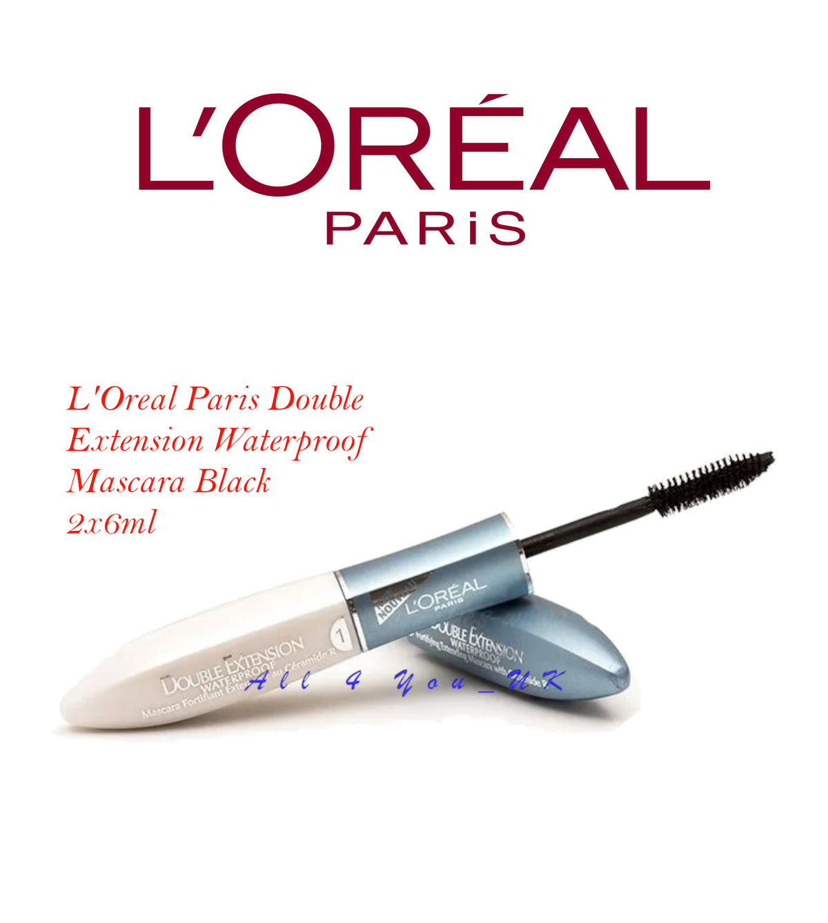 L'Oreal Paris Double Extension Waterproof Mascara Black 2 × 6ml