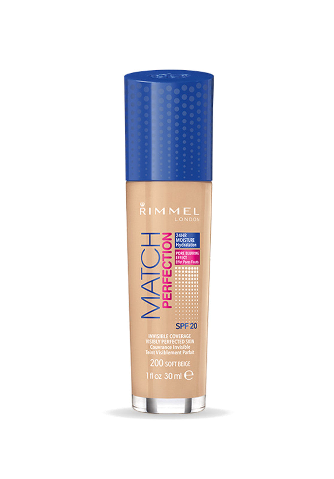 Rimmel Match Perfection Foundation 30ml - SPF 20/ SPF 15 - 200 Soft Beige