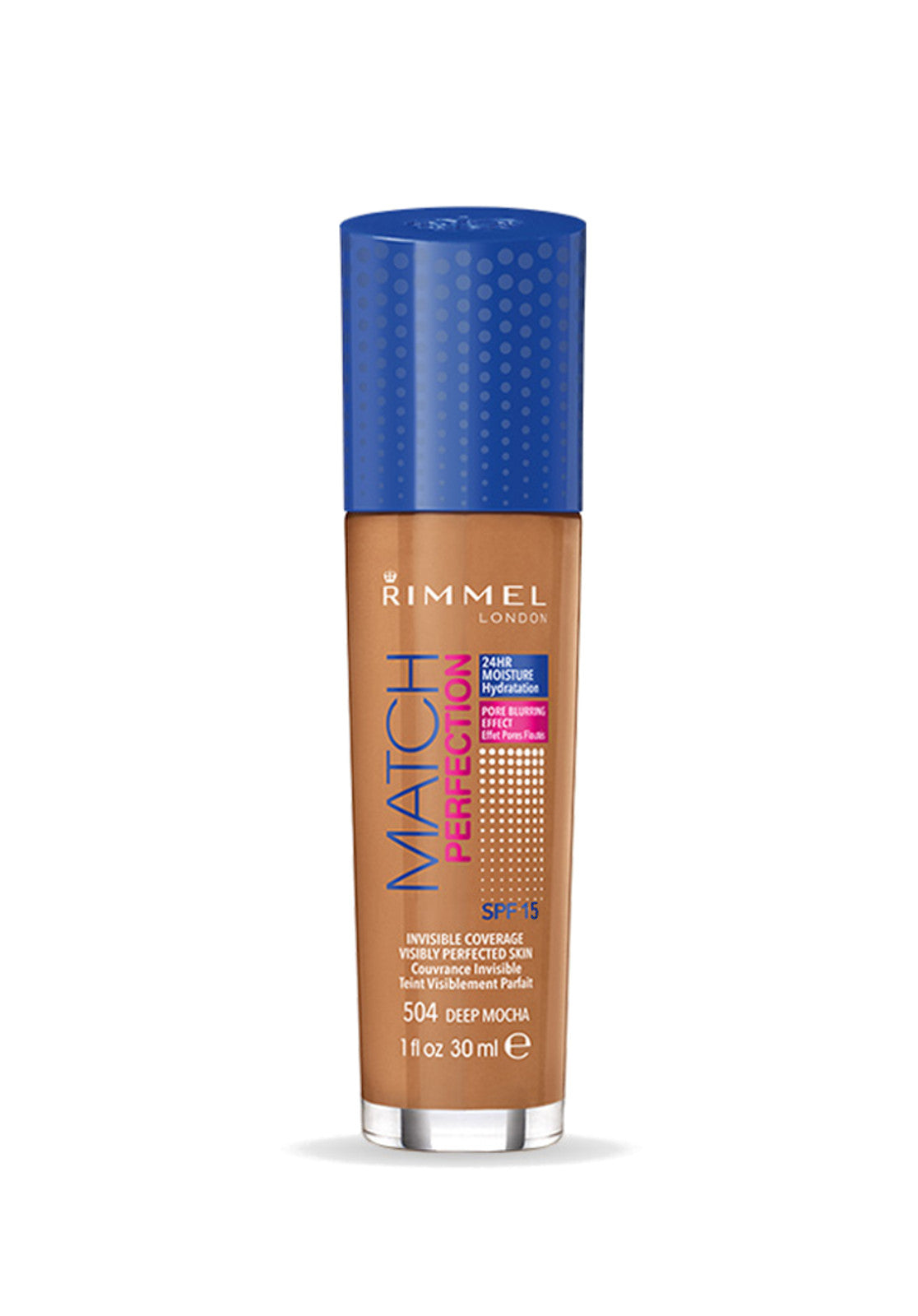 Rimmel Match Perfection Foundation 30ml - SPF 20/ SPF 15 - 504 Deep Mocha