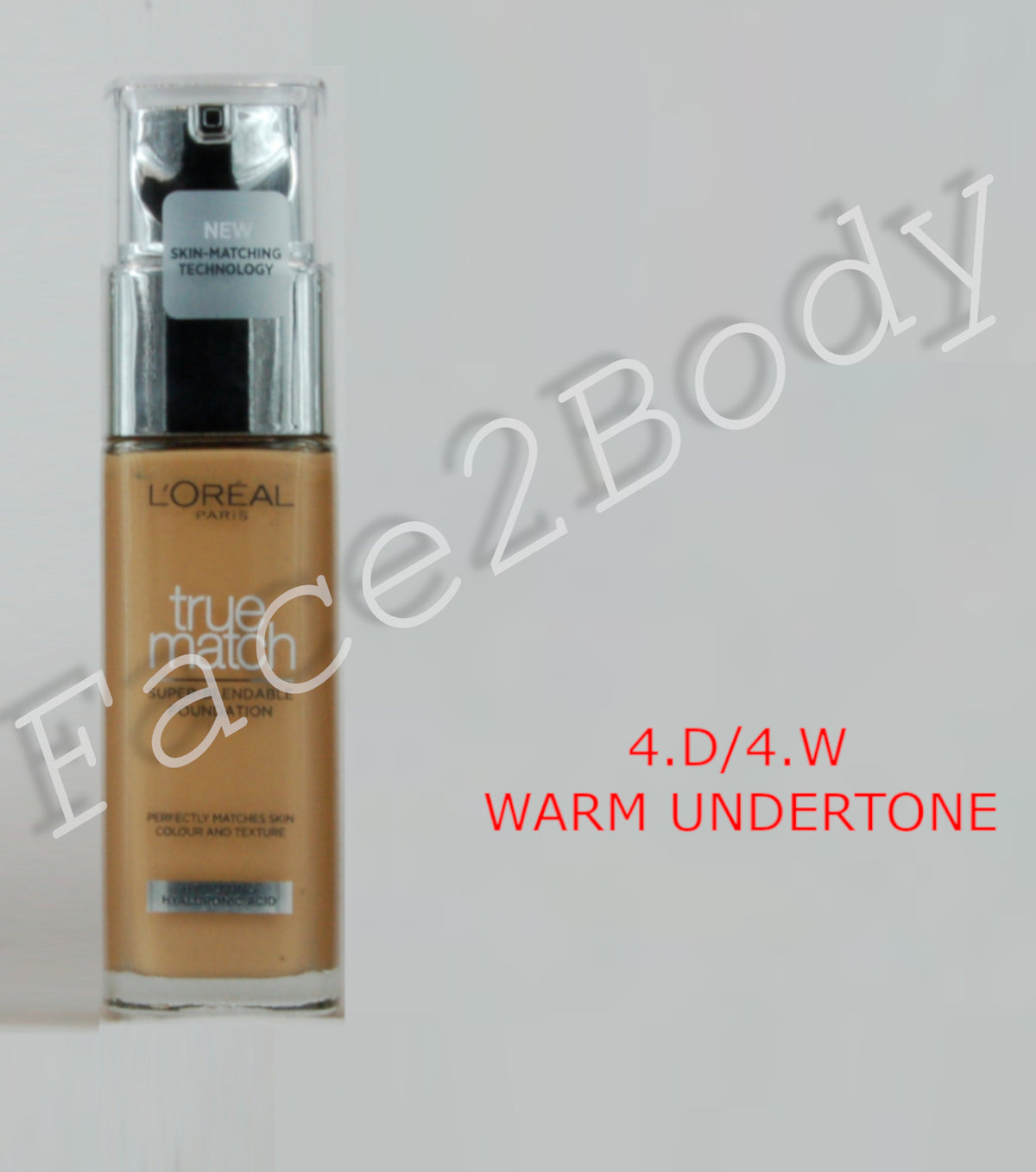 L'Oréal Paris True Match Liquid Foundation with Hyaluronic Acid 30ml and SPF - 4.D/4.W WARM UNDERTONE