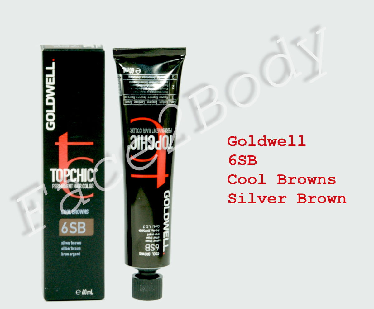 Goldwell Topchic Permanent Hair Color - Cool Browns- 6SB Silver Brown 60ml